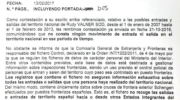 Escrito de contestación de la Policía al que ha tenido acceso la SER