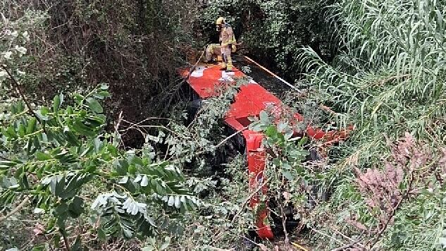 Accidente de un autobús en Santa Susanna (Barcelona)