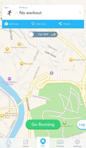 Captura de pantalla de la aplicación ‘Runtastic’ en iOS