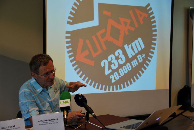 El director de l'Andorra Ultra Trail, Gerard Martínez, durant la presentació d'Eufòria.