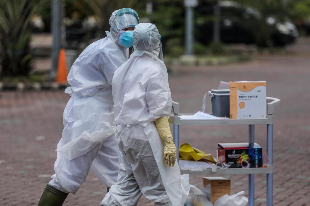 Drive-through COVID-19 swab test in Medan