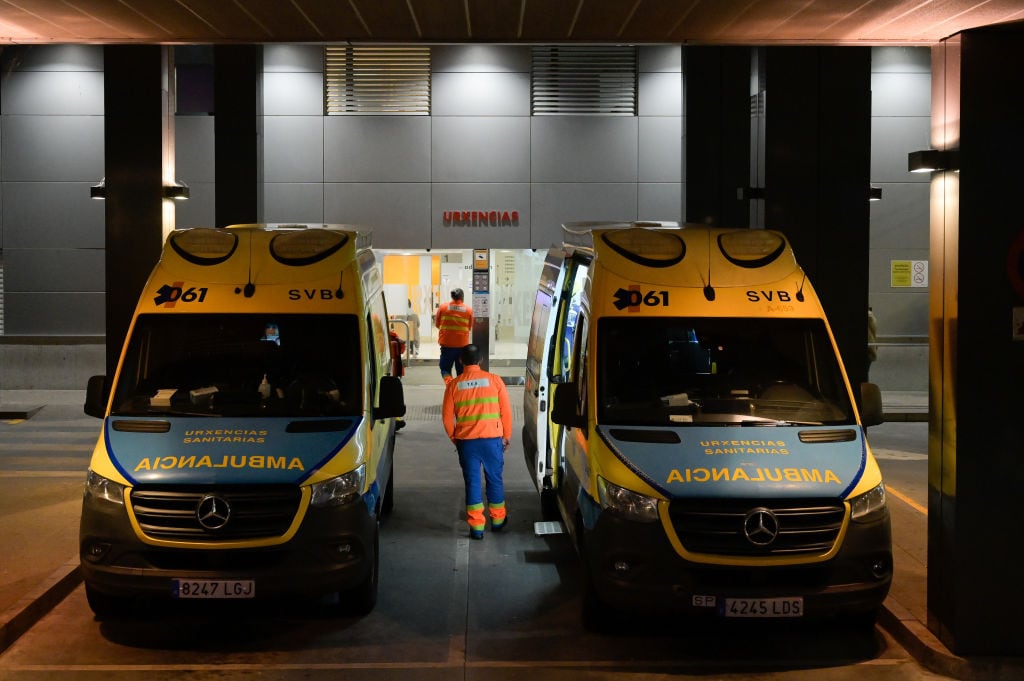 A CORUÑA GALICIA, SPAIN - FEBRUARY 03: Several ambulances in the emergency department of the Complejo Hospitalario Universitario de A Coruña, on February 3, 2025, in A Coruña, Galicia, Spain. A patient has assaulted a nurse and a security guard with a knife in the emergency department of the Complejo Hospitalario Universitario de A Coruña (Chuac). (Photo By M. Dylan/Europa Press via Getty Images)