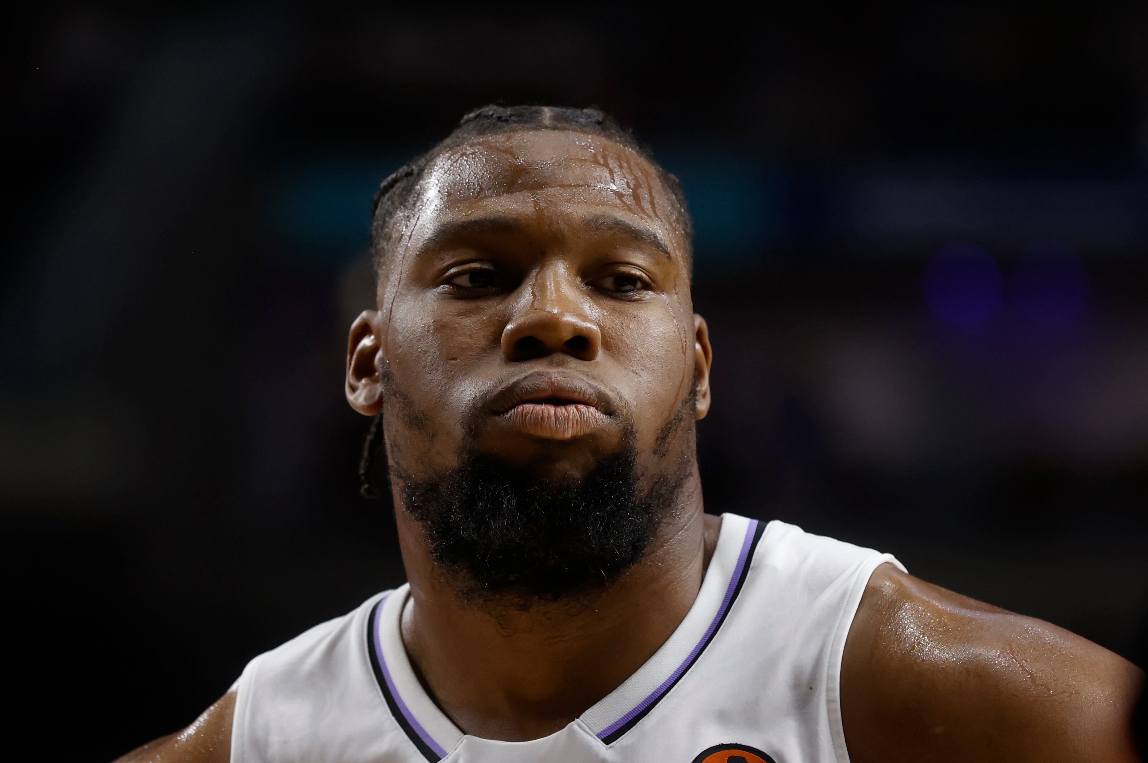 El ala pívot francés del Real Madrid, Guerschon Yabusele, durante el primer partido de los play off de la Euroliga ante el Partizan de Belgrado que se disputa este martes en el Wizink Center.