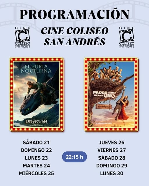 Programación primer fin de semana Cine de Verano Coliseo San Andrés