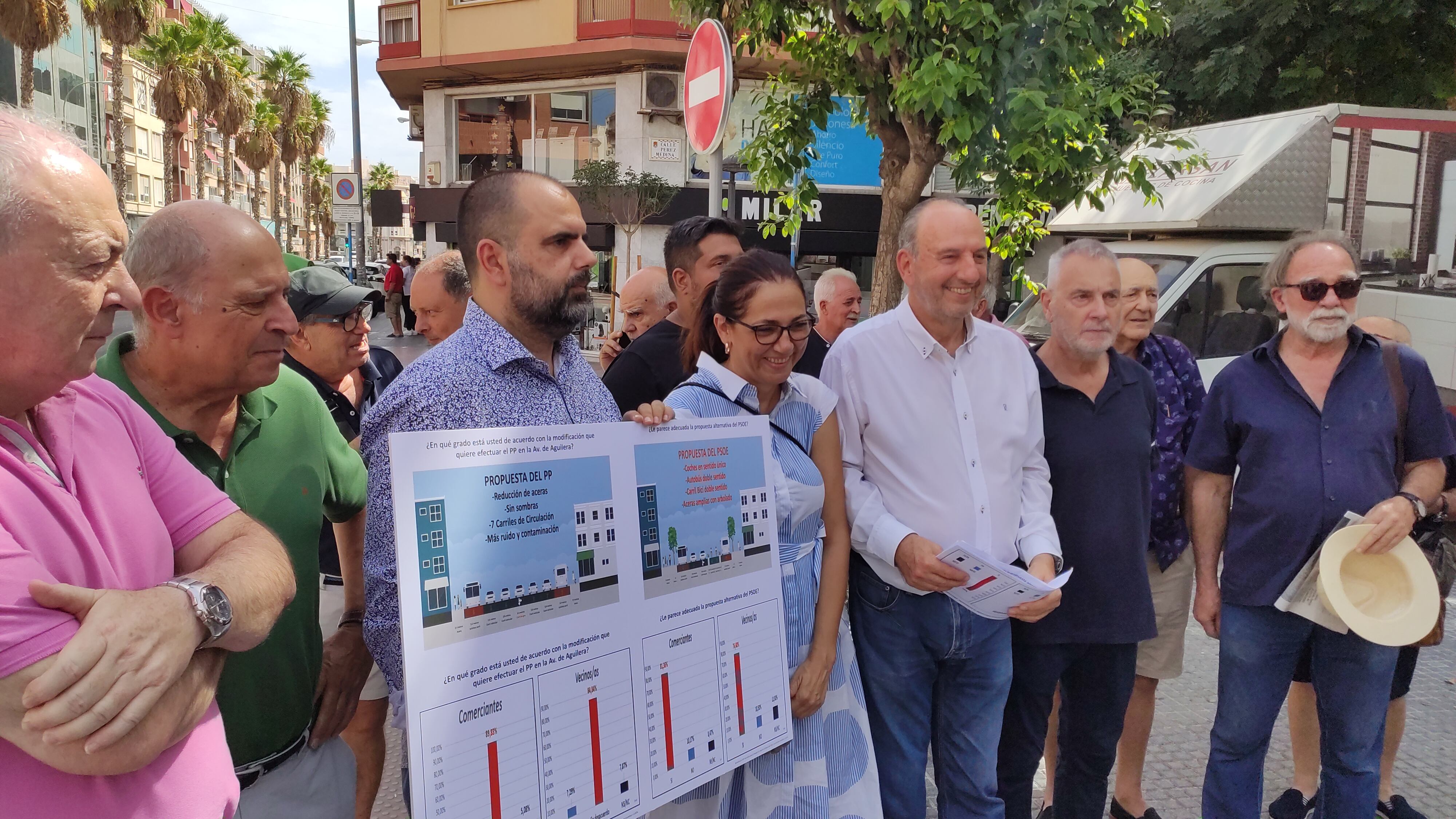 Grupo socialista de Alicante presentando los resultados de la encuesta sobre el proyecto en avenida Aguilera en Benalua