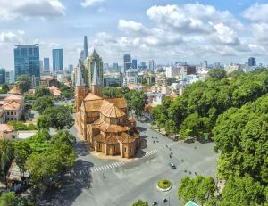 Vista panorámica sobre la ciudad de Ho Chi Minh, antigua Saigón