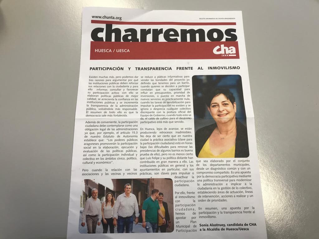 Portada del último boletín de CHA, &quot;Charremos&quot;