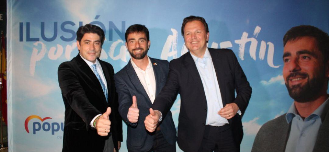 David Pérez, Roberto Ronda y Juan Figueroa en la campaña electoral del PP