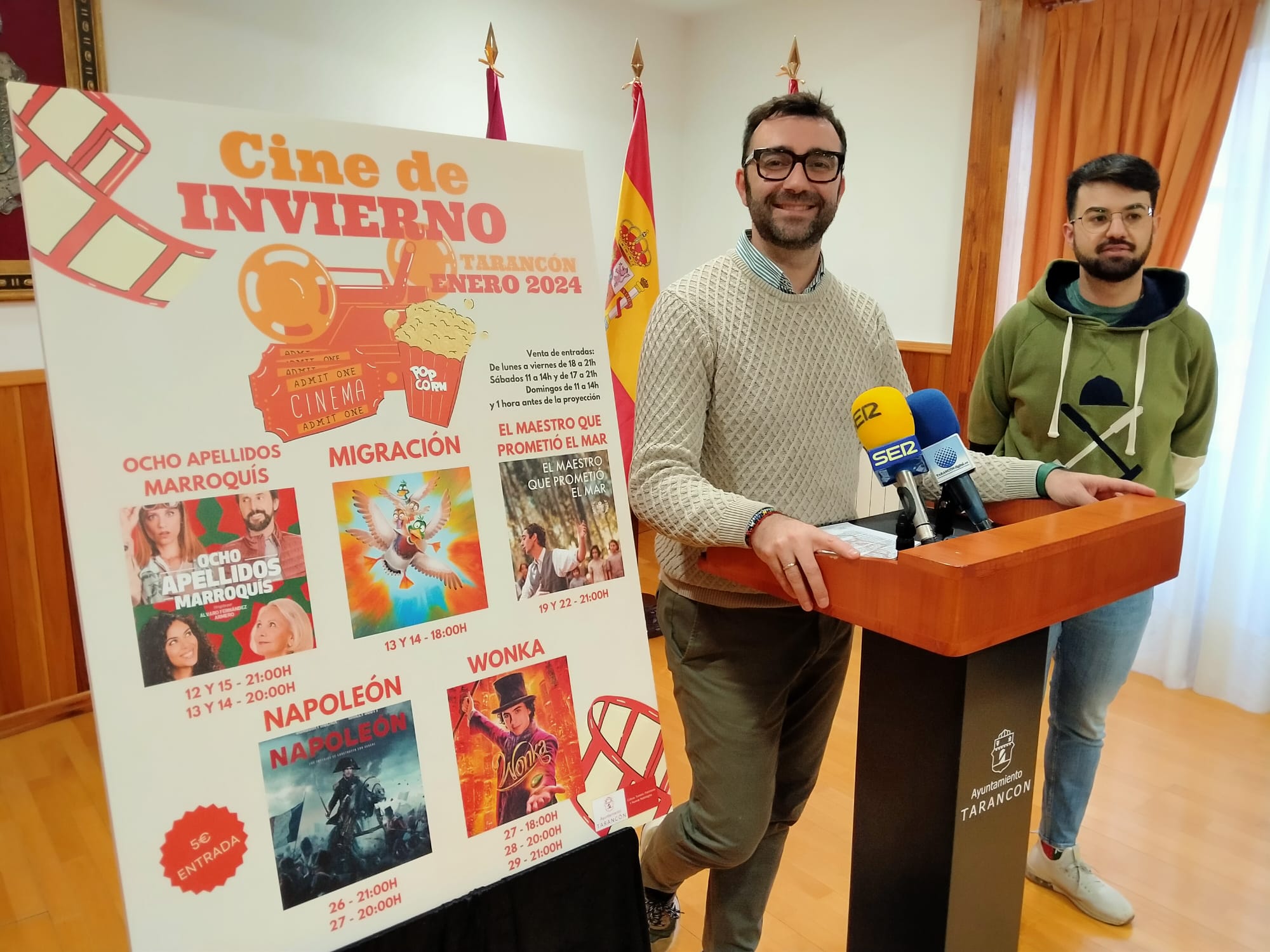 Raúl Añover, concejal de Cultura, y Juan Castejón, concejal de Festejos, del Ayuntamiento de Tarancón