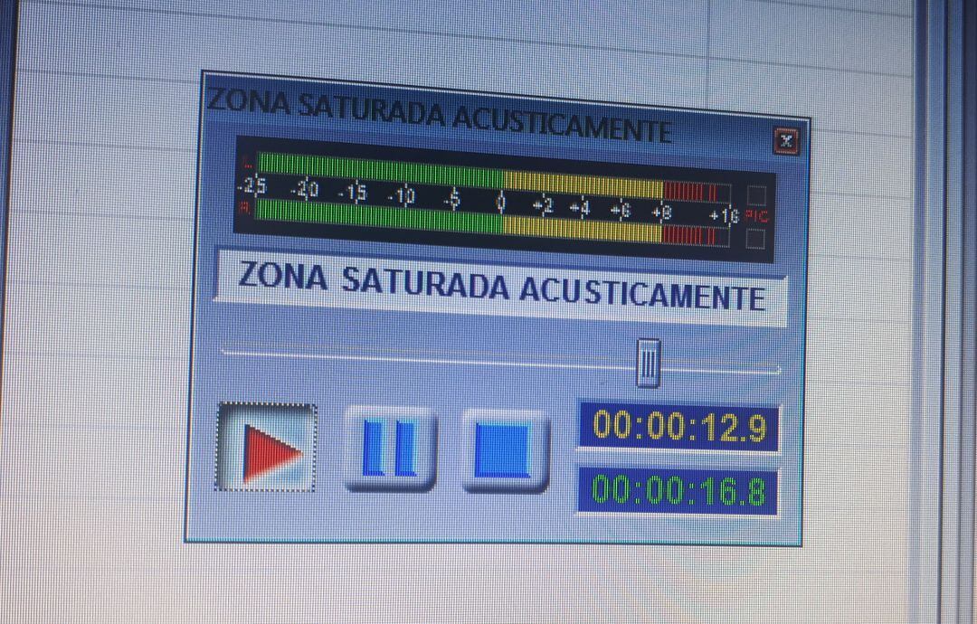 Imagen de un vúmetro saturado acústicamente.