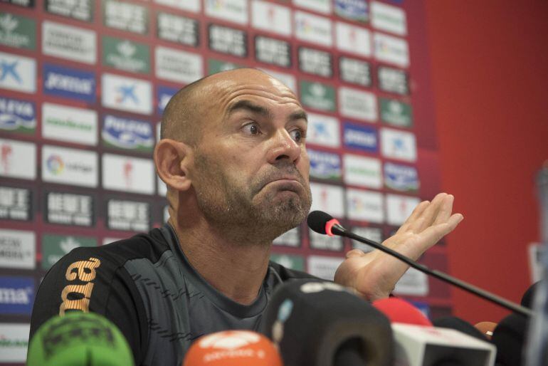 Paco Jémez, en la sala de prensa del Granada