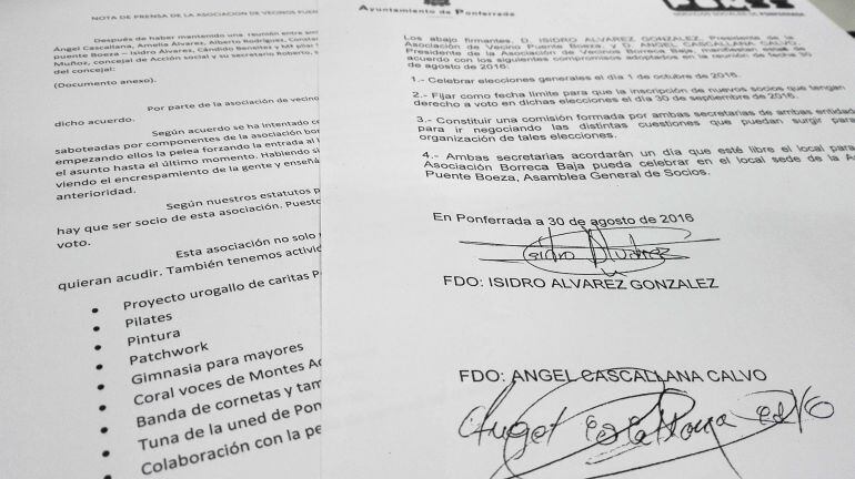 Comunicado y documentos de Puente Boeza