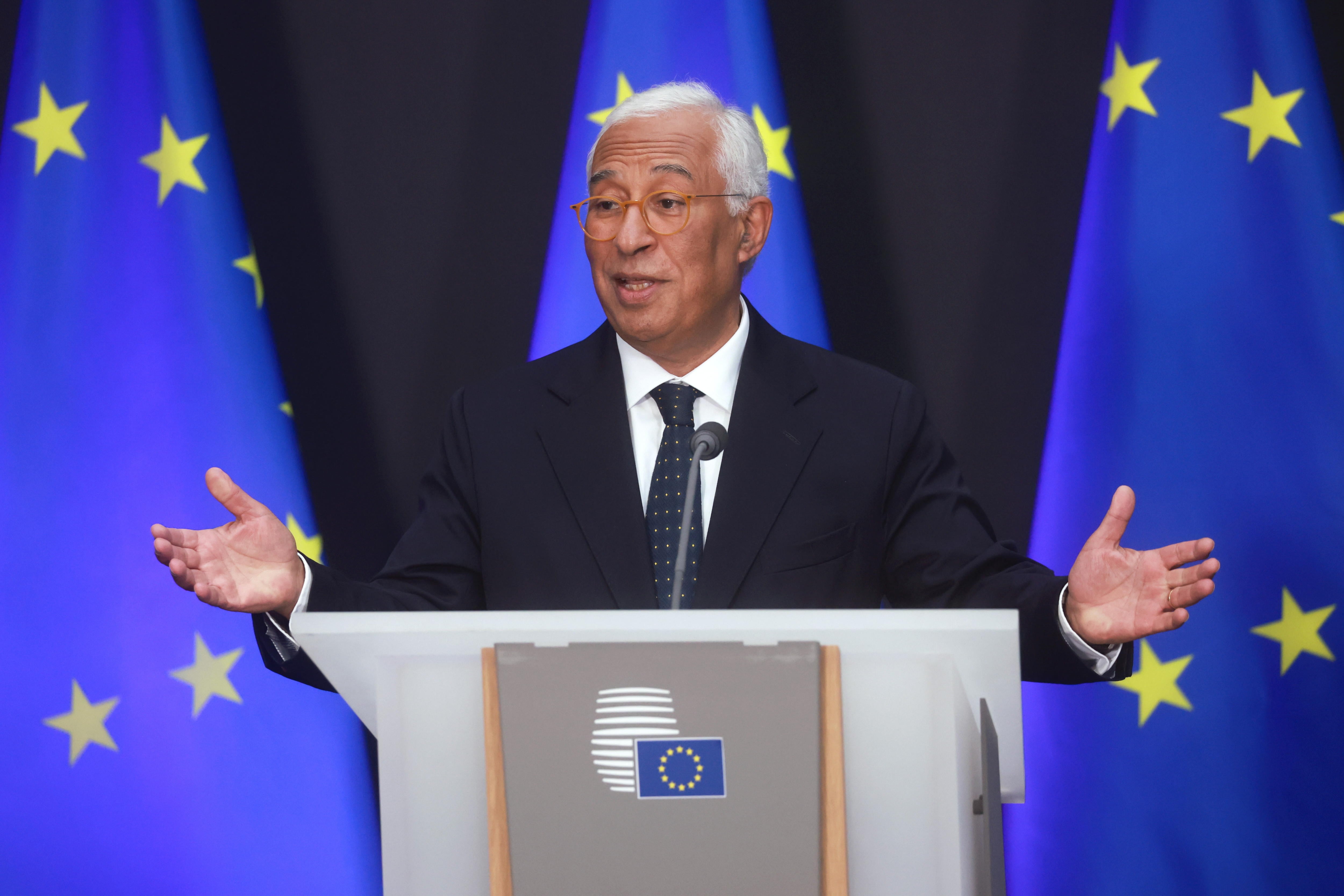 Antonio Costa durante una ceremonia en el Consejo Europeo