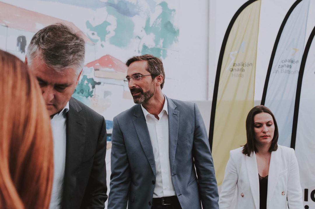 David de la Hoz, Pedro San Ginés y Migdalia Machín, consjeros de CC-PNC en el Cabildo de Lanzarote.