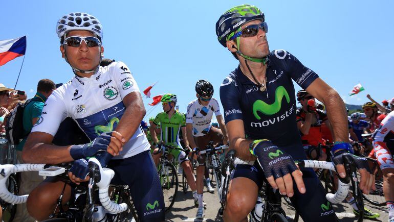 Nairo Quintana y Alejandro Valverde, en el Tour 2013.