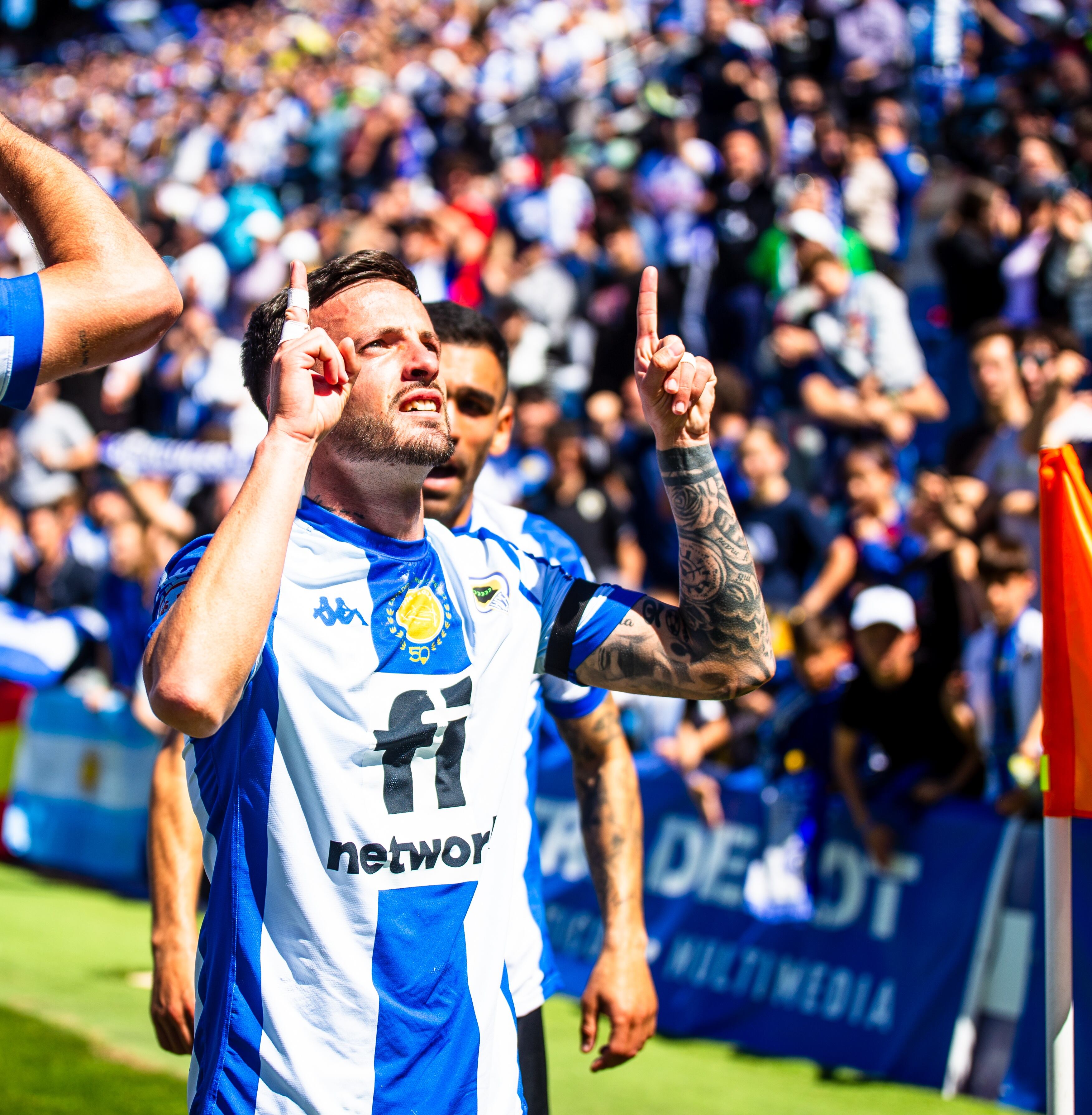Javi Moreno celebra un gol con el Hércules. Foto: Hércules CF