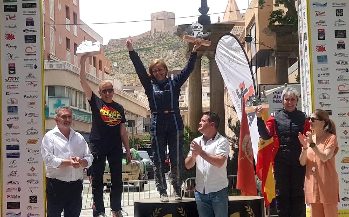 Pochola Hernández en el podio de copilotos de Lorca