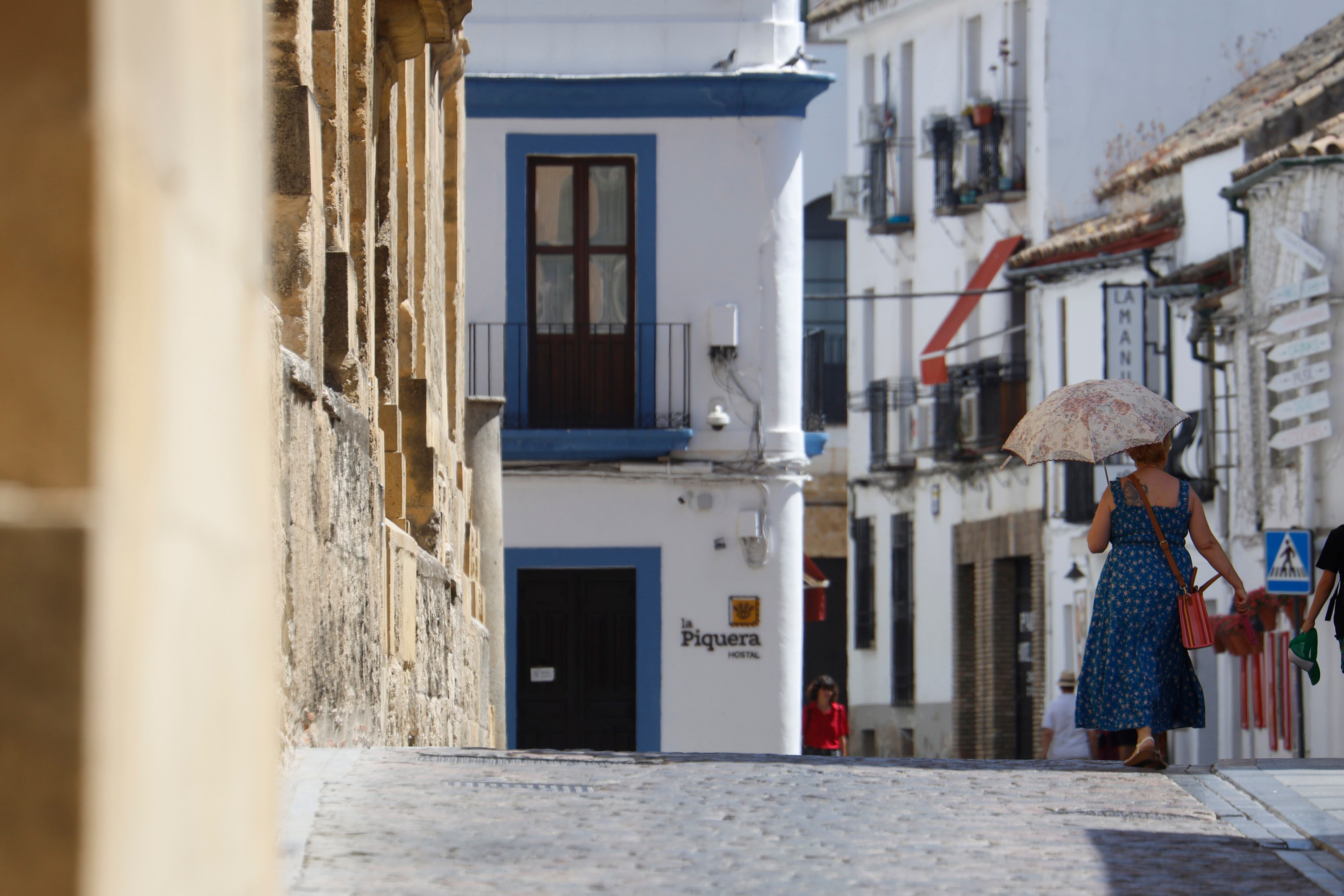 Una mujer se protege del sol con un paraguas por la calle
EFE/ Salas