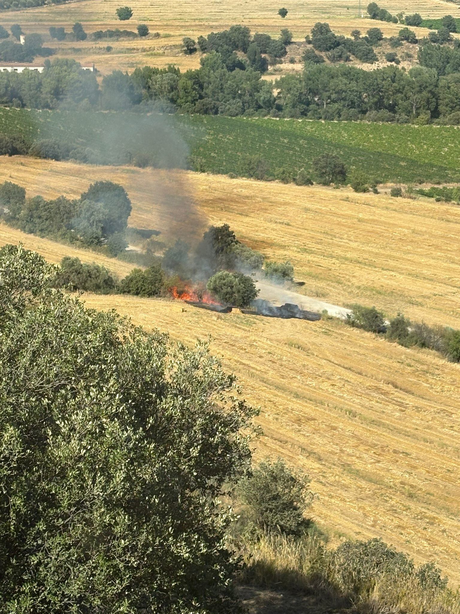 El fuego comenzó en un campo de cereal