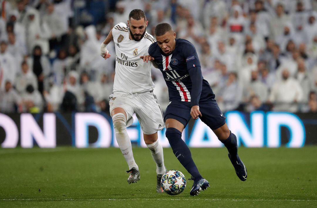 Karim Benzema y Kylian Mbappé, en el último Real Madrid - PSG. 