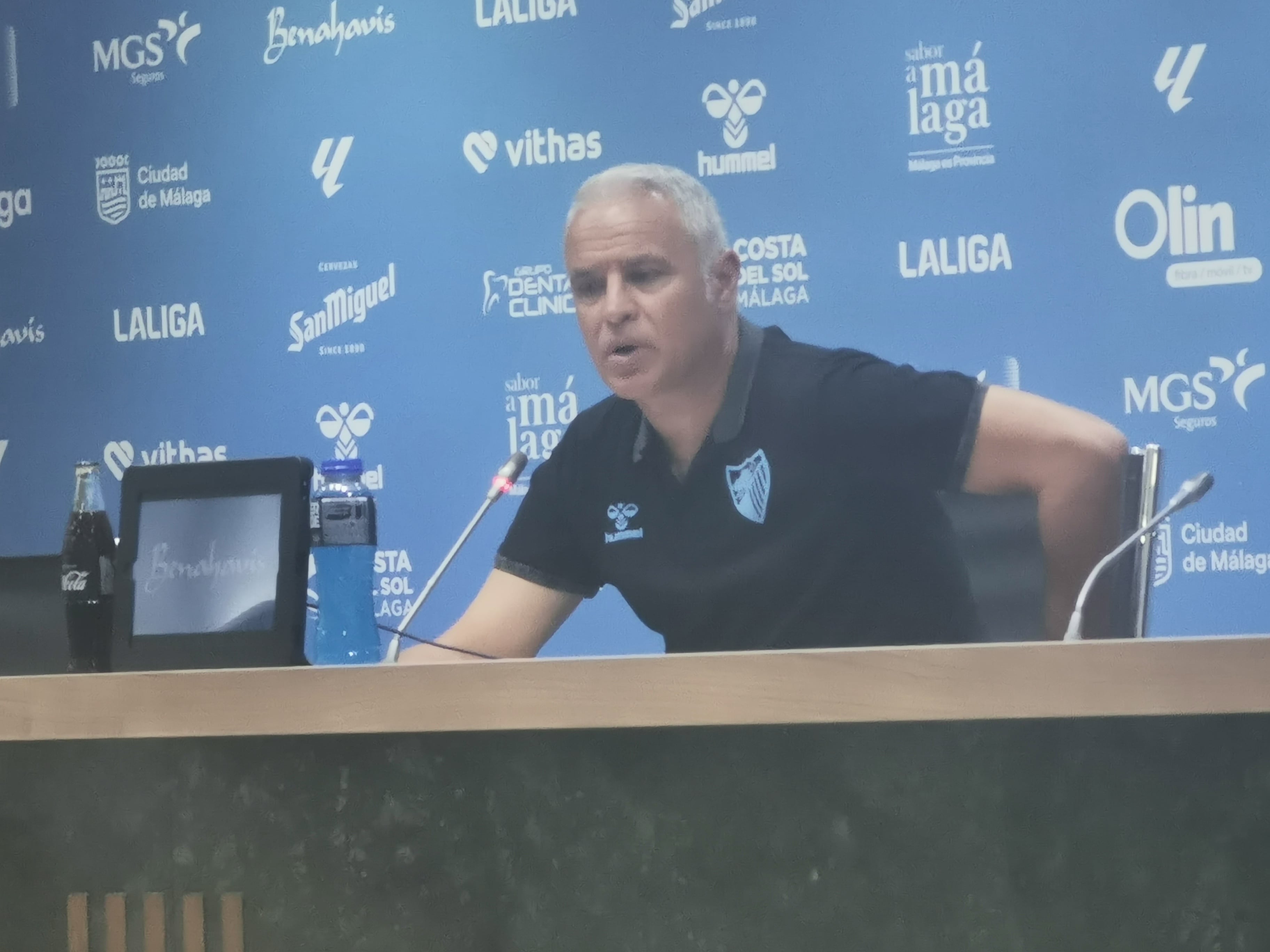 Sergio Pellicer, en la sala de prensa de La Rosaleda