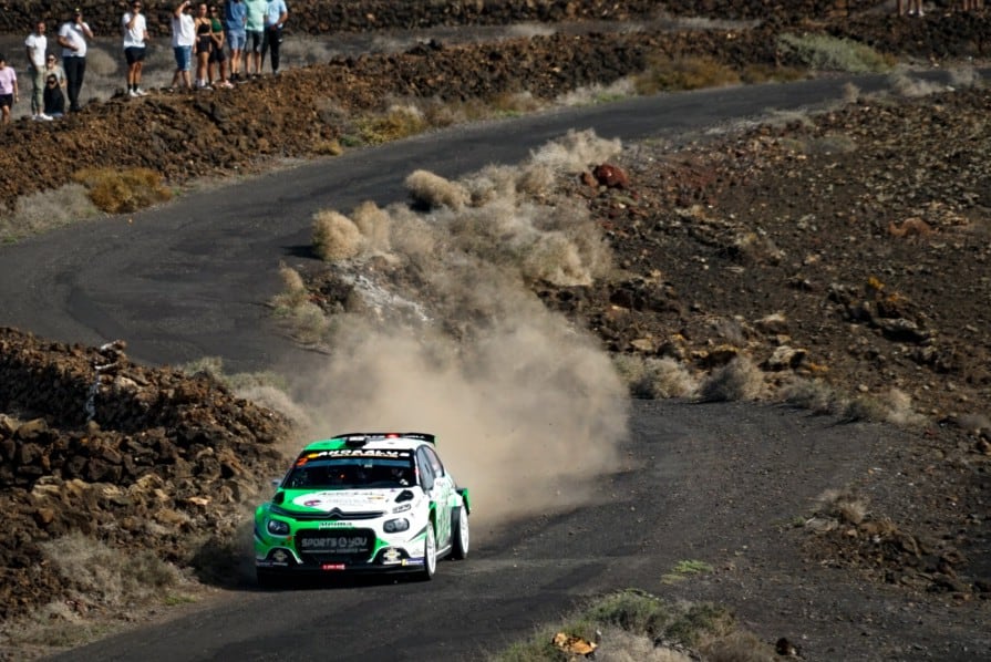 Yeray Lemes, con Aitor Cambeiro en el XLV Rally Isla de Lanzarote.