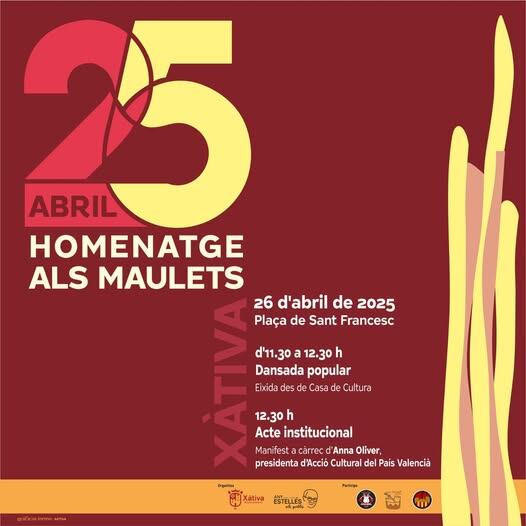 Cartel anunciador del acto del 25 d'abril en Xàtiva