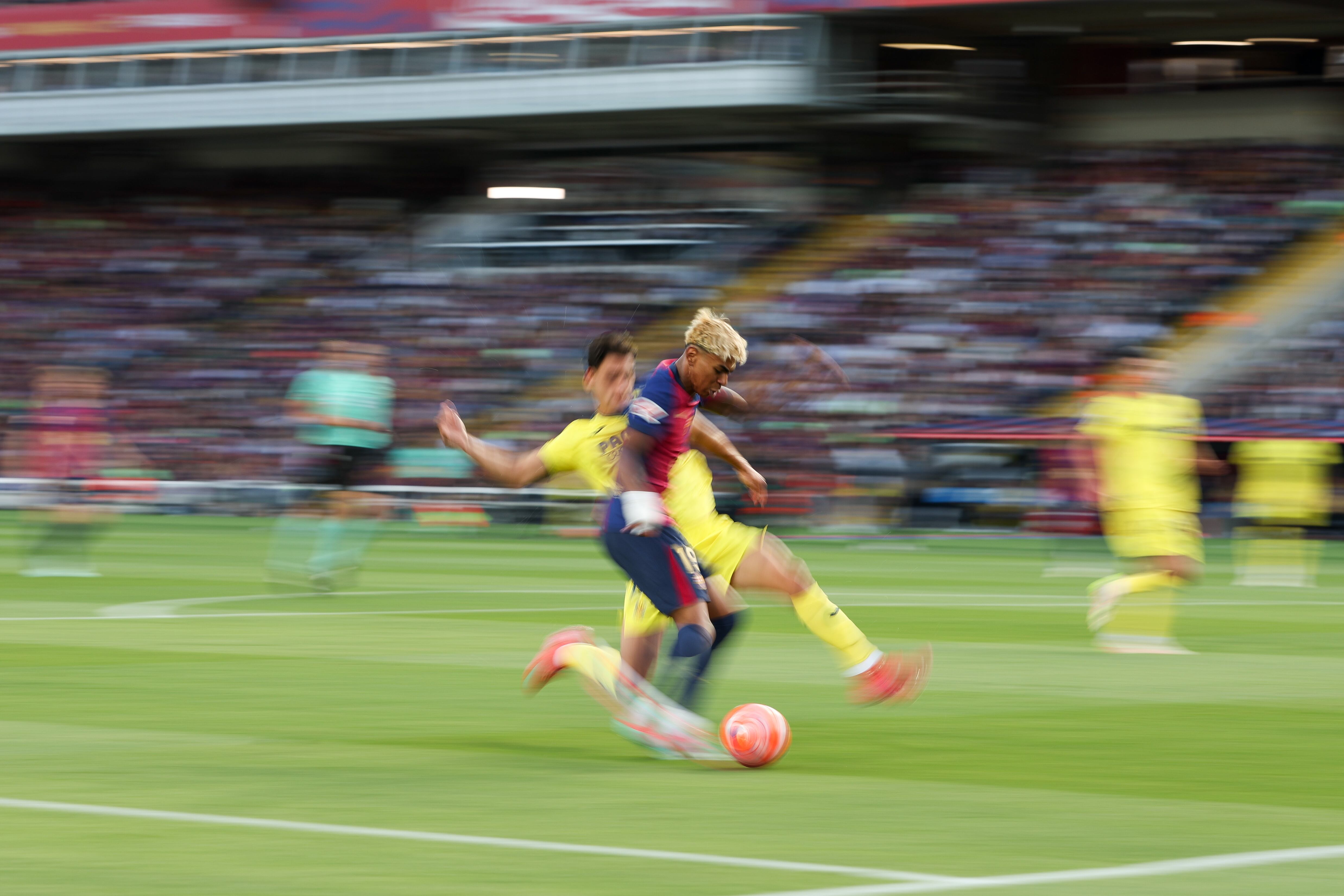 Lamine Yamal, durante el Barça-Villarreal la temporada pasada. (Flor Tan Jun/Getty Images)