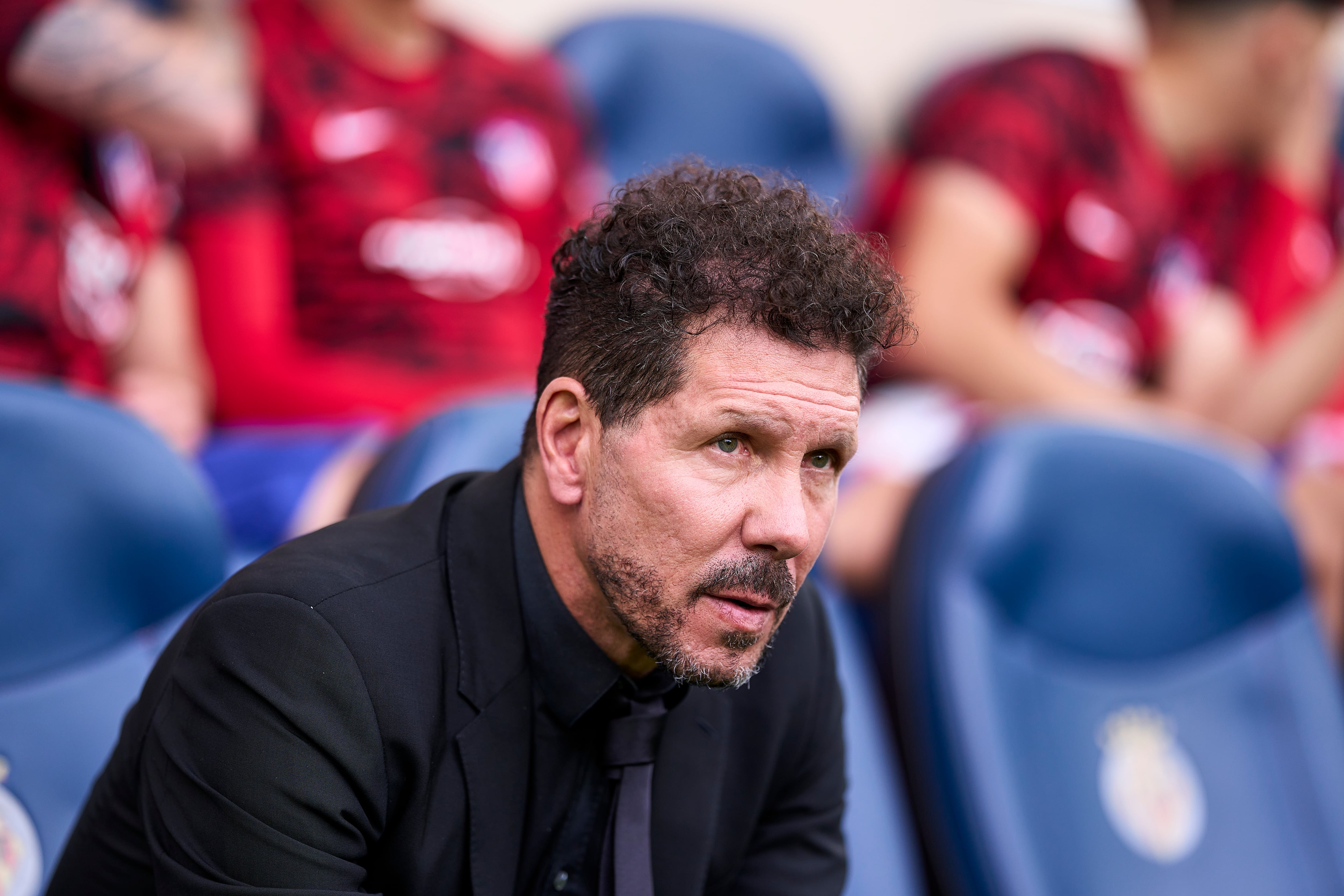 Diego Pablo Simeone, técnico del Atlético de Madrid, durante un partido contra el Villarreal de la Liga Santander.