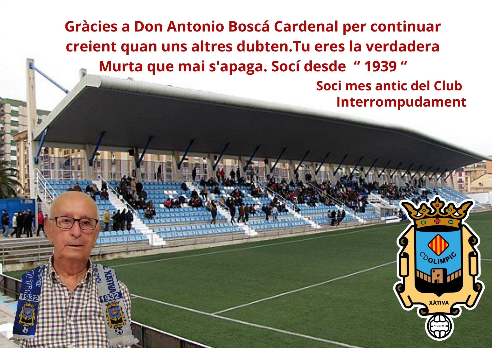 Homenaje al socio del CD Olímpic Antonio Boscá