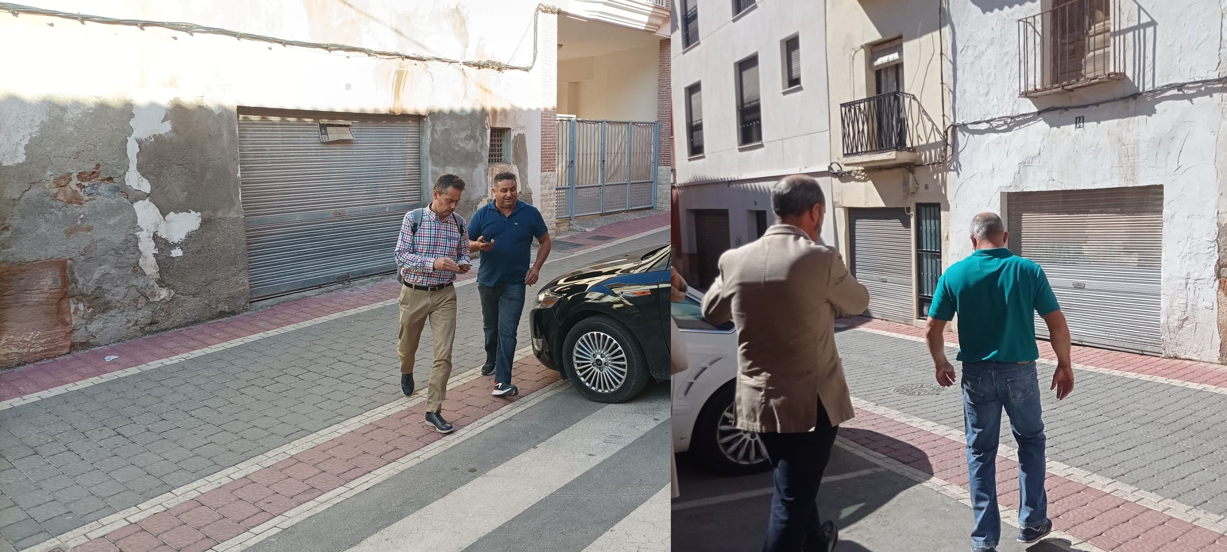 Dos de los encausados llegando y saliendo de los juzgados de Lorca