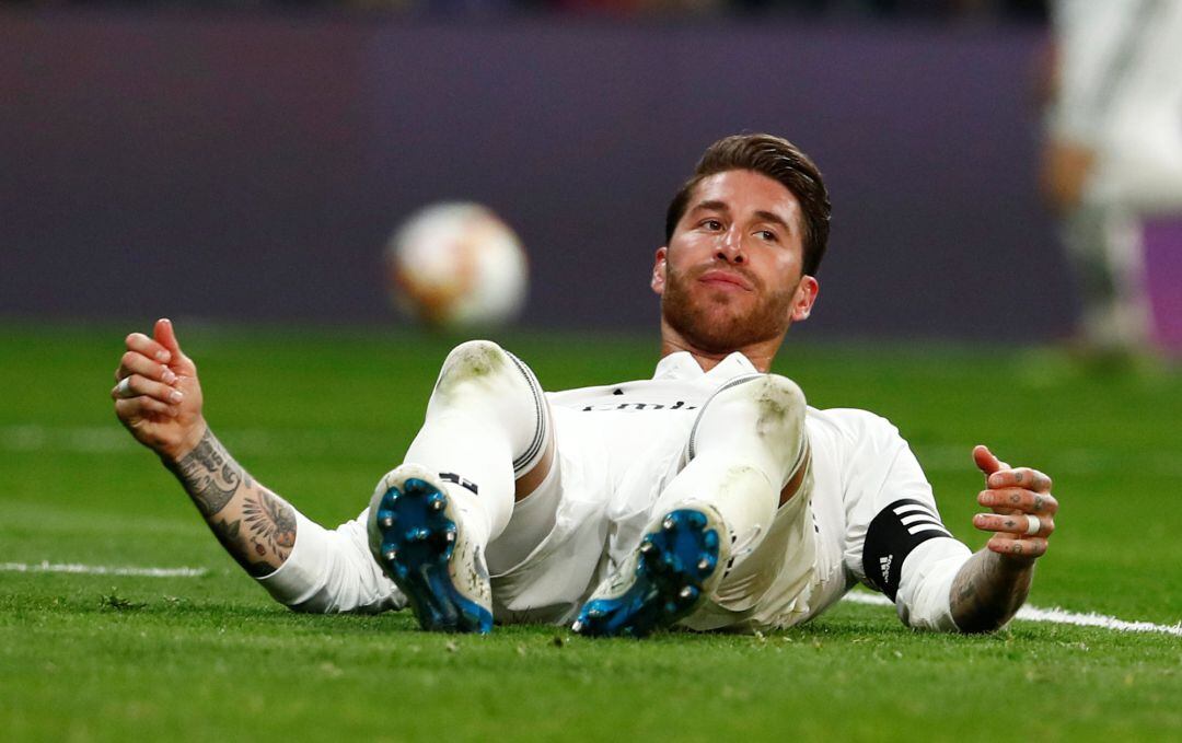 Sergio Ramos, en el clásico de la jornada 26 de la Liga ante el Barcelona disputado en el Santiago Bernabéu (0-1).