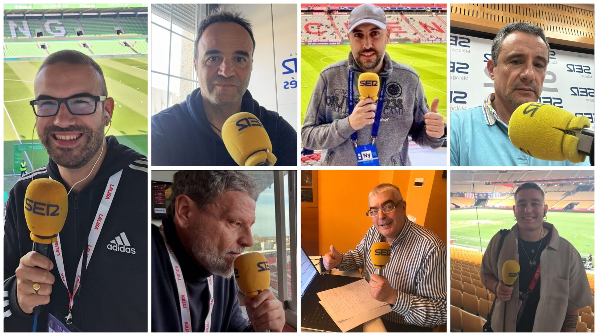 Óscar Gª (Santander); F. Hermida (La Coruña), X. Sidro (Castellón) y J. Rodríguez (Málaga) arriba; F. Matas (Las Palmas), J. Monje (Burgos) y U. Canteno (Eibar), abajo.