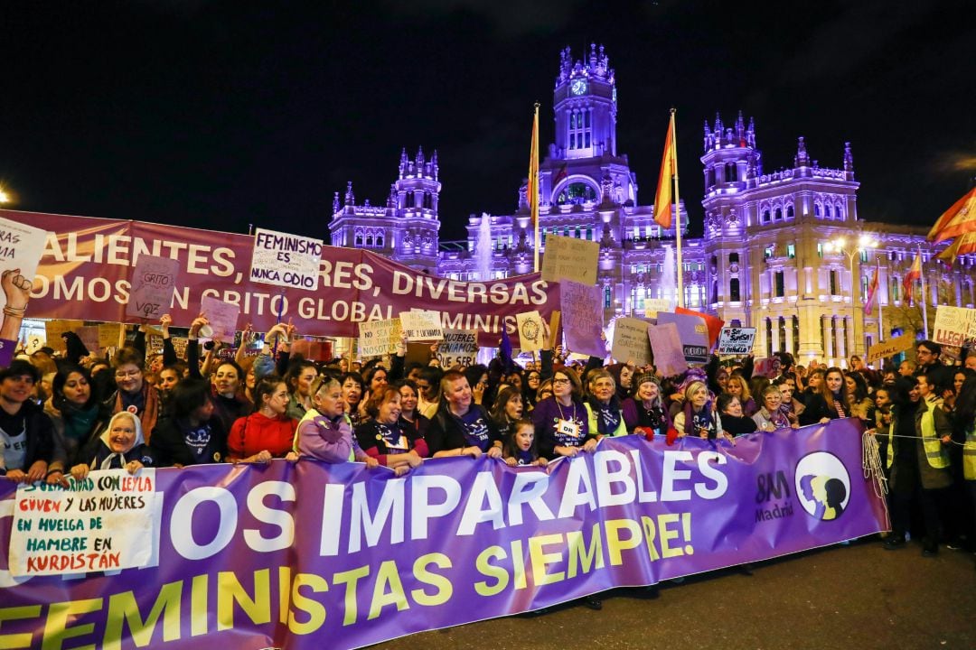 Manifestación de la huelga feminista en Madrid 