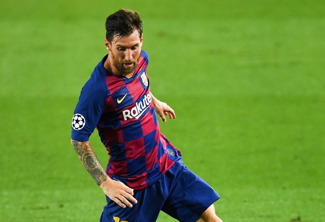 Messi, durante el partido contra el Nápoles. 