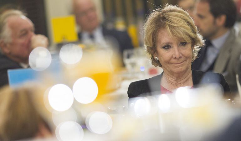 Esperanza Aguirre, durante un desayuno informativo en Madrid.