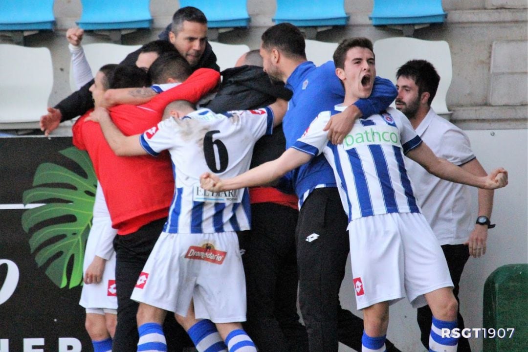 Celebración del tanto del triunfo de la pasada semana