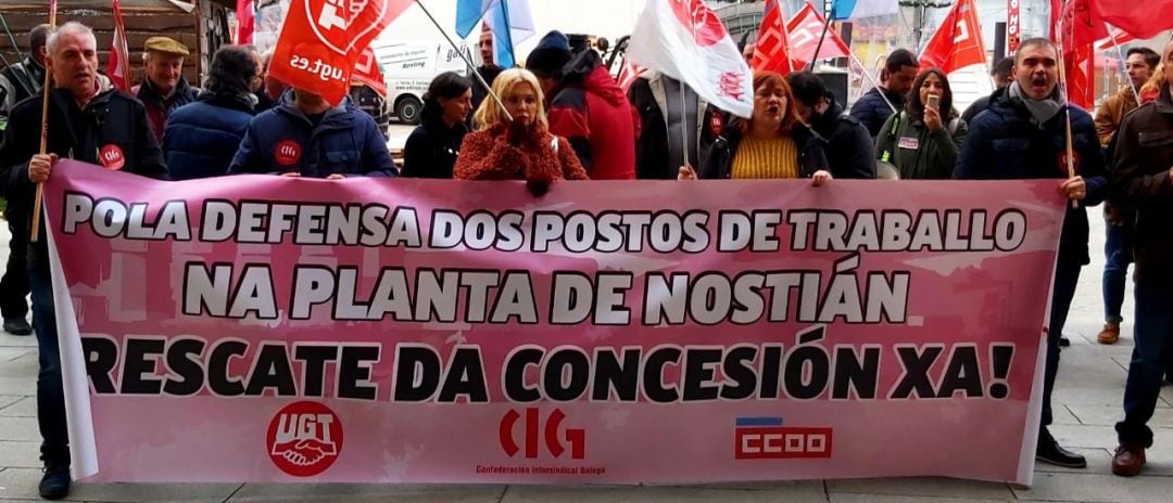 Concentración de trabajadores de Nostián