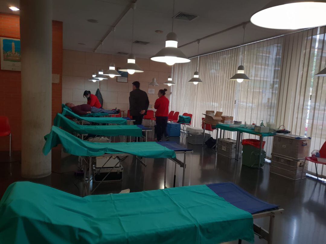 Sala habilitada para donaciones en el centro social Gastón Castelló.