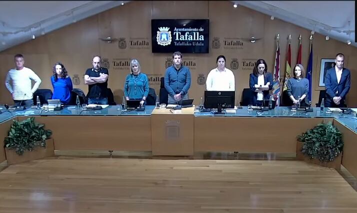 Minuto de silencio en el último pleno del Ayuntamiento de Tafalla por el genecidio del pueblo palestino