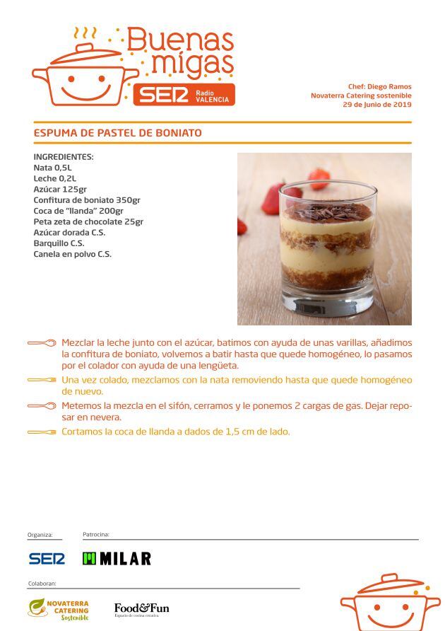 Espuma de pastel de boniato