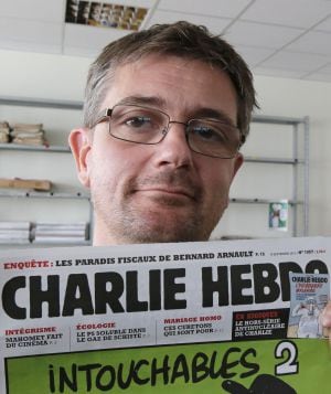 &#039;Charb&#039;, junto con la portada polémica de 2012.