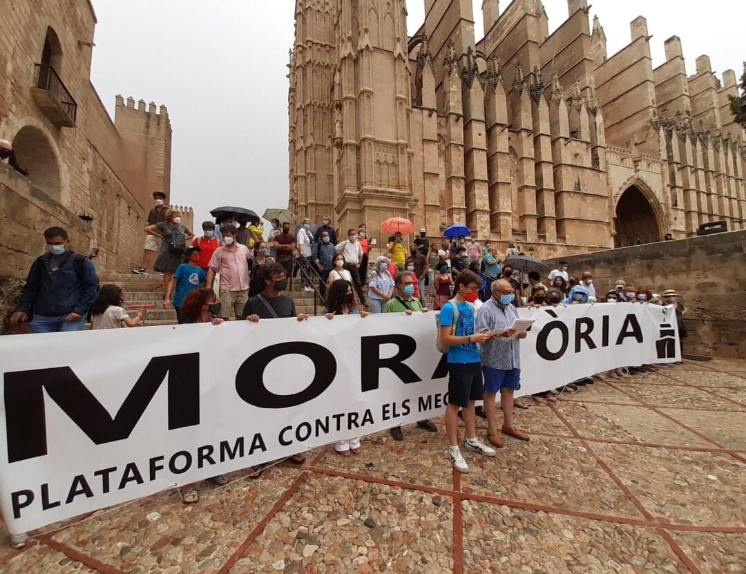 Medio centenar de personas se concentran para exigir &quot;limitar a uno por día la llegada de megacruceros al puerto de Palma&quot;