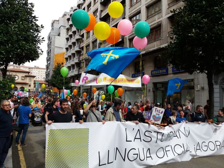 Inicio de la marcha en defensa de la oficialidad del Asturiano