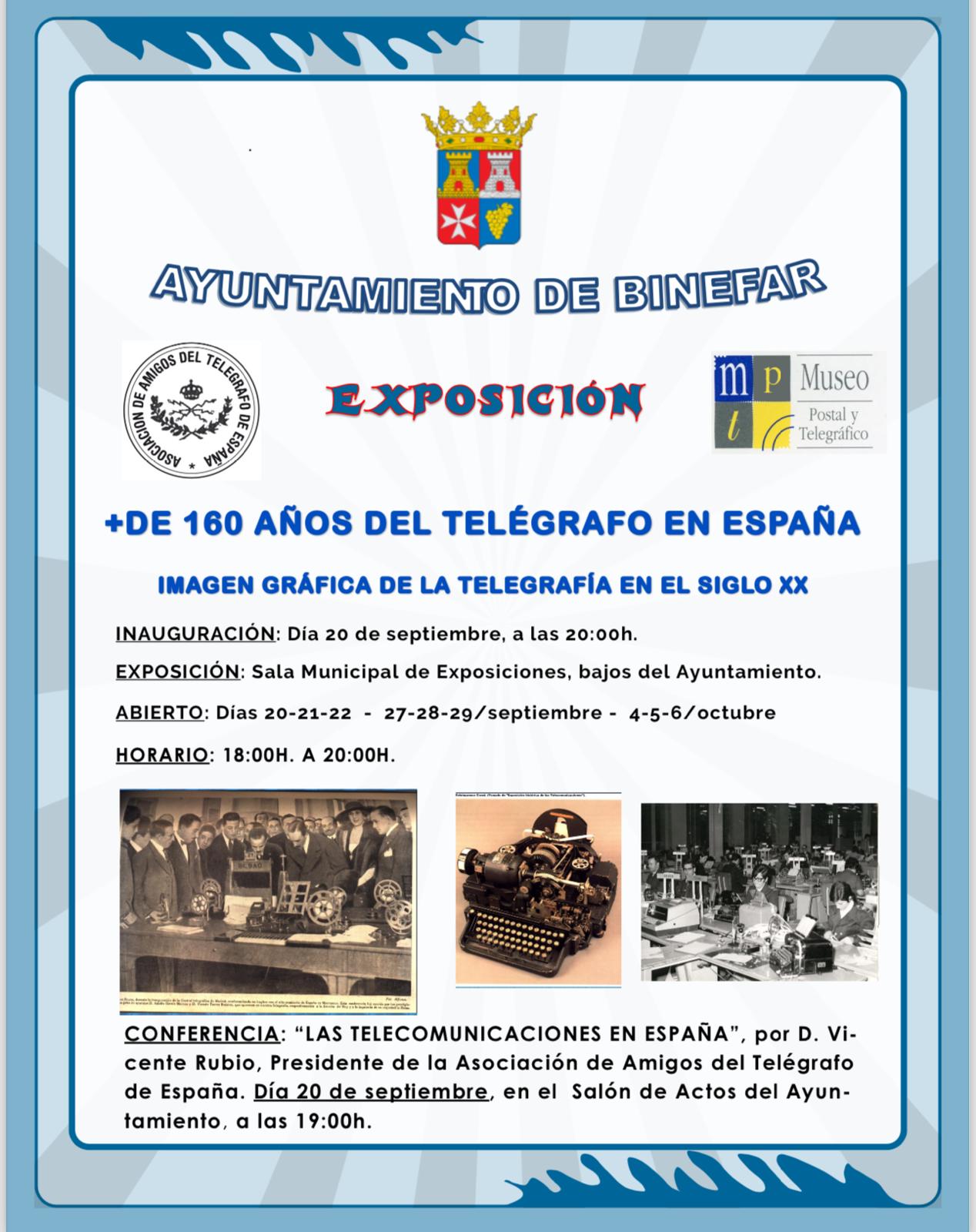 Cartel exposición Más de 160 años del telégrafo en España en Binéfar