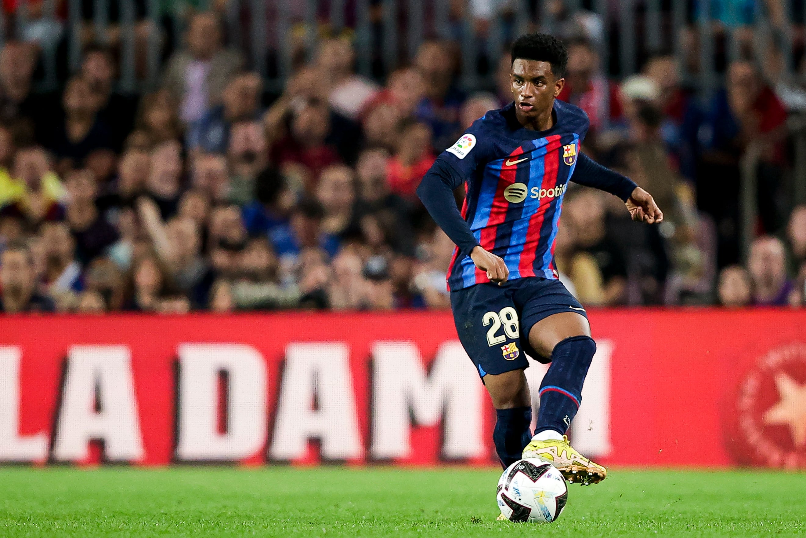 Alejandro Balde, en un partido con el Barça esta temporada