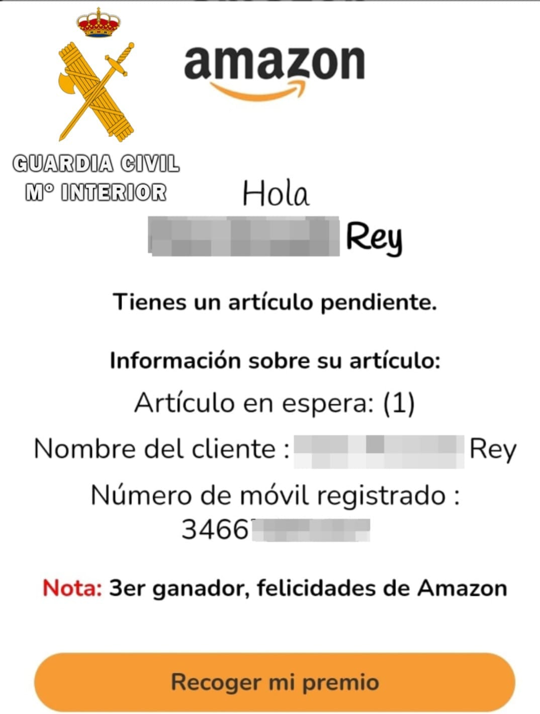 Guardia Civil alerta de intentos de estafa haciéndose pasar por Amazon para obtener datos de los usuarios