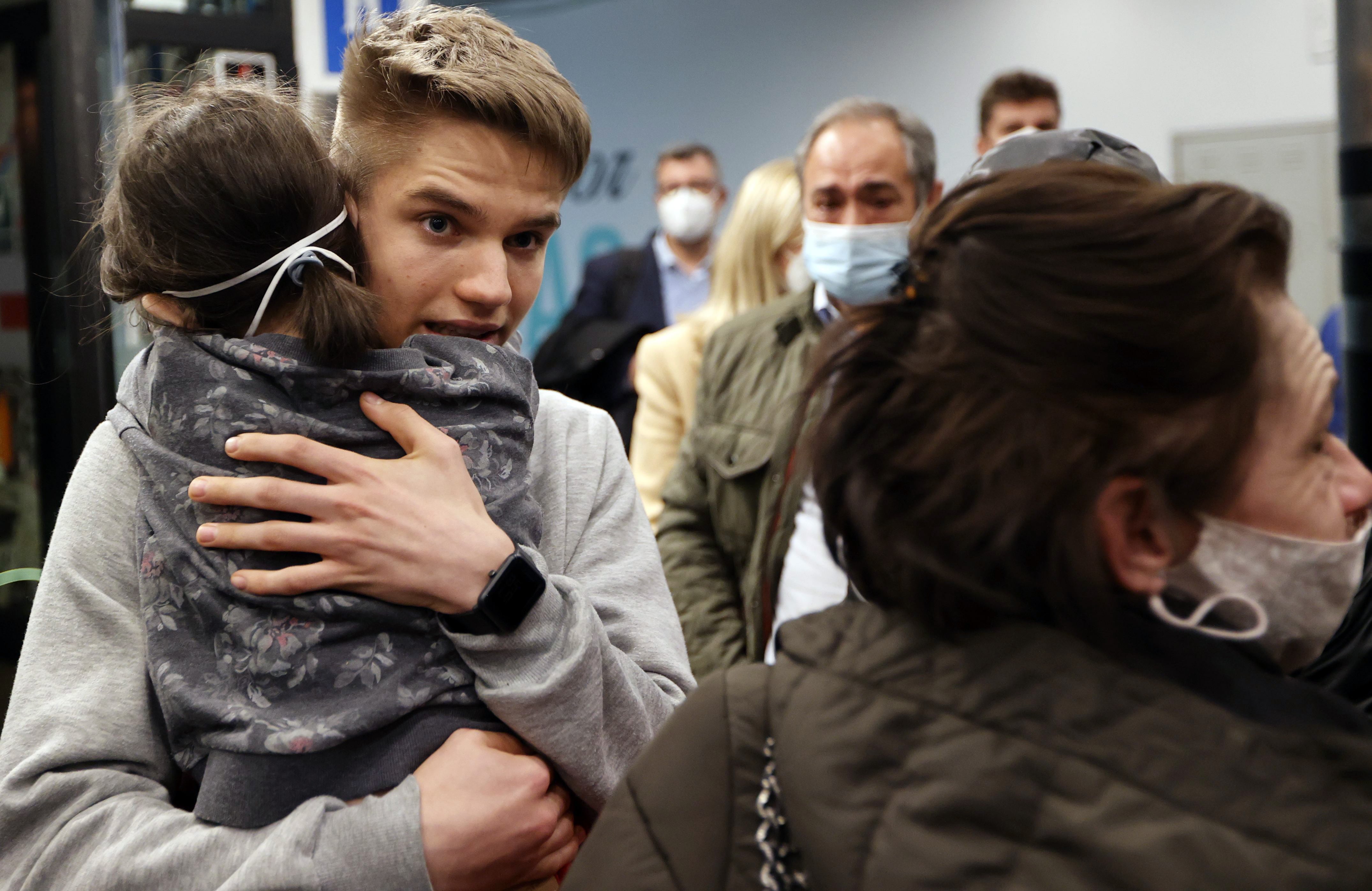 Refugiados ucranianos a su llegada a Euskadi