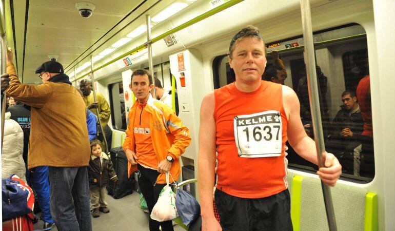 Atleta en metro