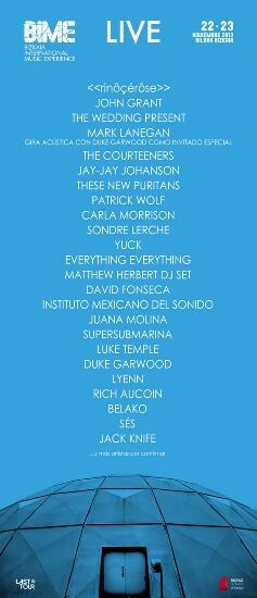 Cartel con los artistas que estrenarán la primera edición del BIME.